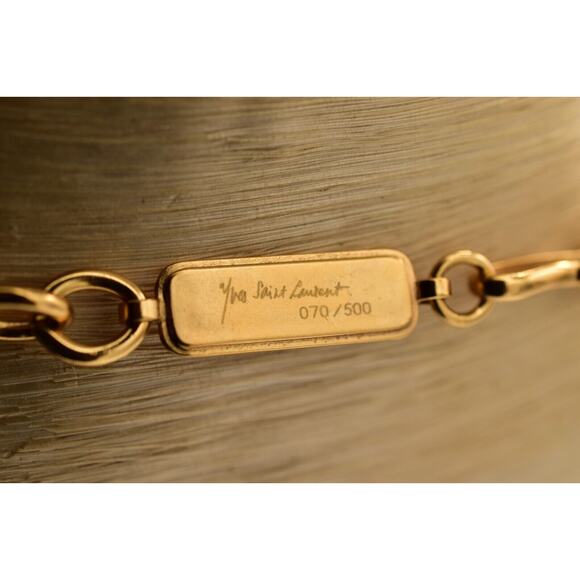 YSL Goosens Vintage Collar Necklace Brushed Gold Chunky Numbered Signed Bin7B - Picture 11 of 12